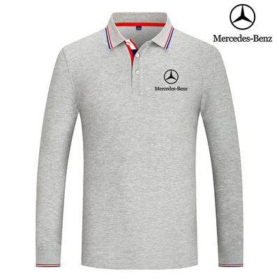 2022 Polo Mercedes Benz Homme Manche Longue Col Contrasté Coton Respirant